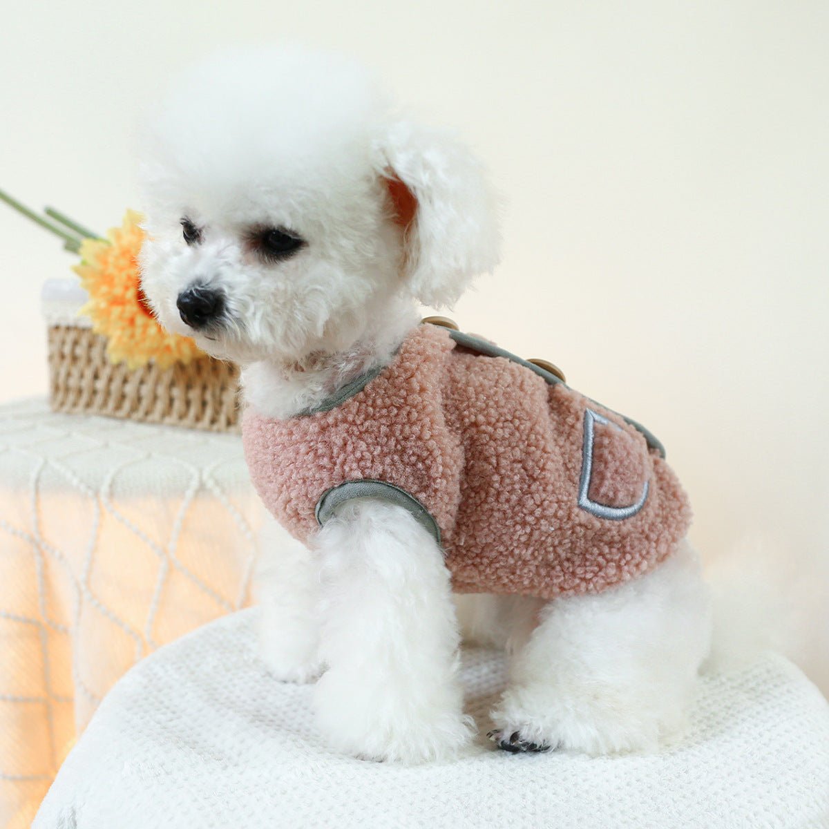 Buttoned Pocket Fleece Dog Jacket Vest