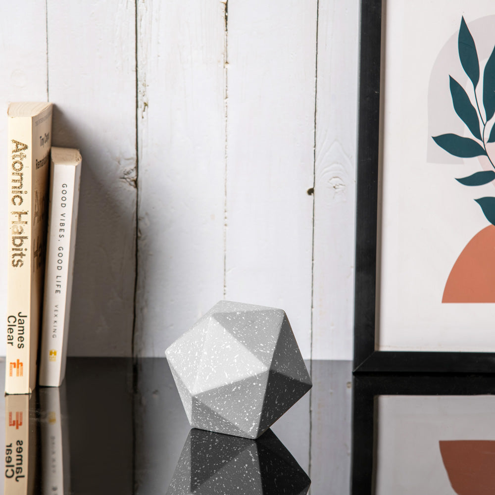 Concrete Geometric Decorative Accent - Speckled Grey