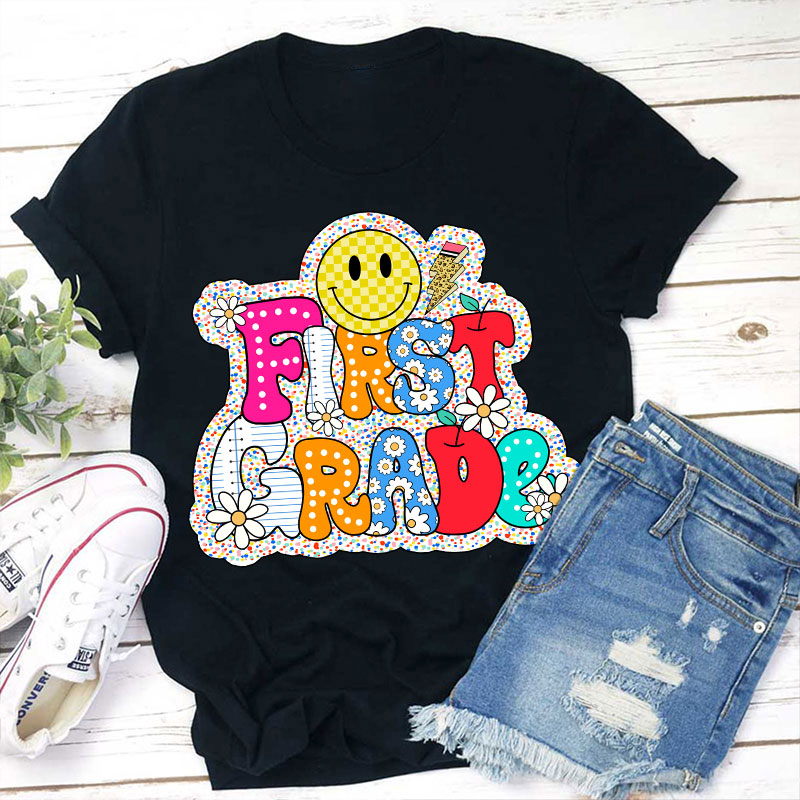 Personalized Colorful Polka Dot Cute Letters Teacher T-Shirt