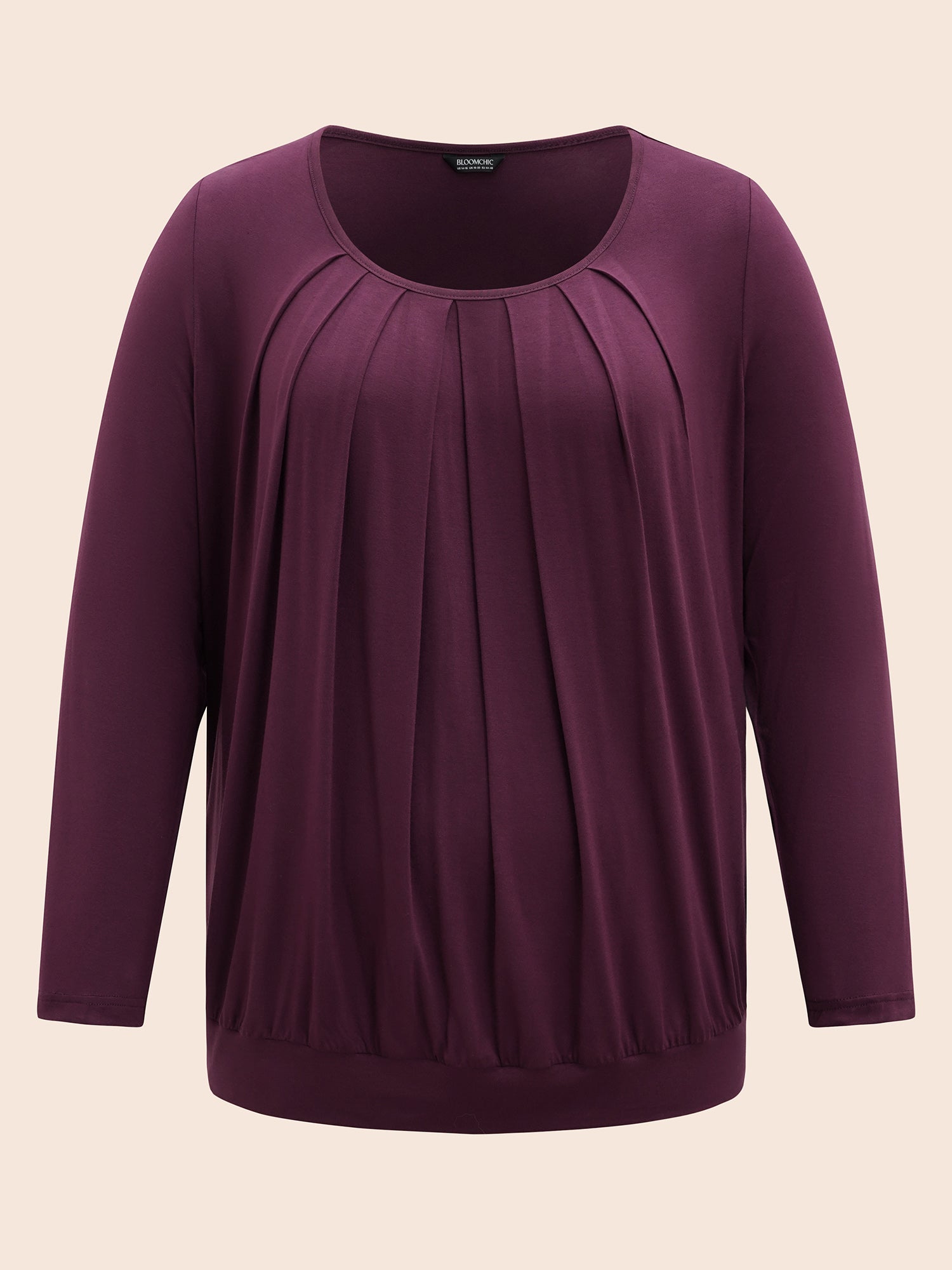 Plain Pleated Round Neck T-shirt