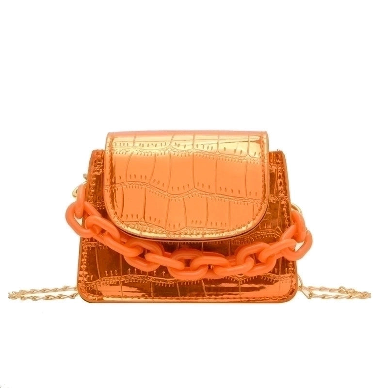 Girl's Pu Leather Solid Color Elegant Square Flip Cover Shoulder Bag Crossbody Bag