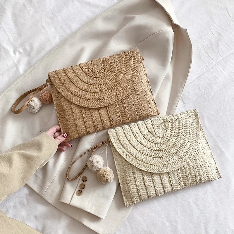 Small Straw Ethnic Style Square Bag