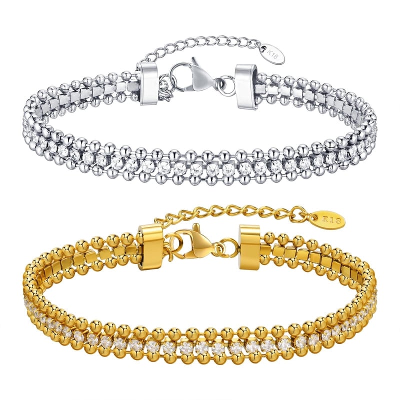 Modern Style Solid Color 201 Stainless Steel Zircon Bracelets In Bulk
