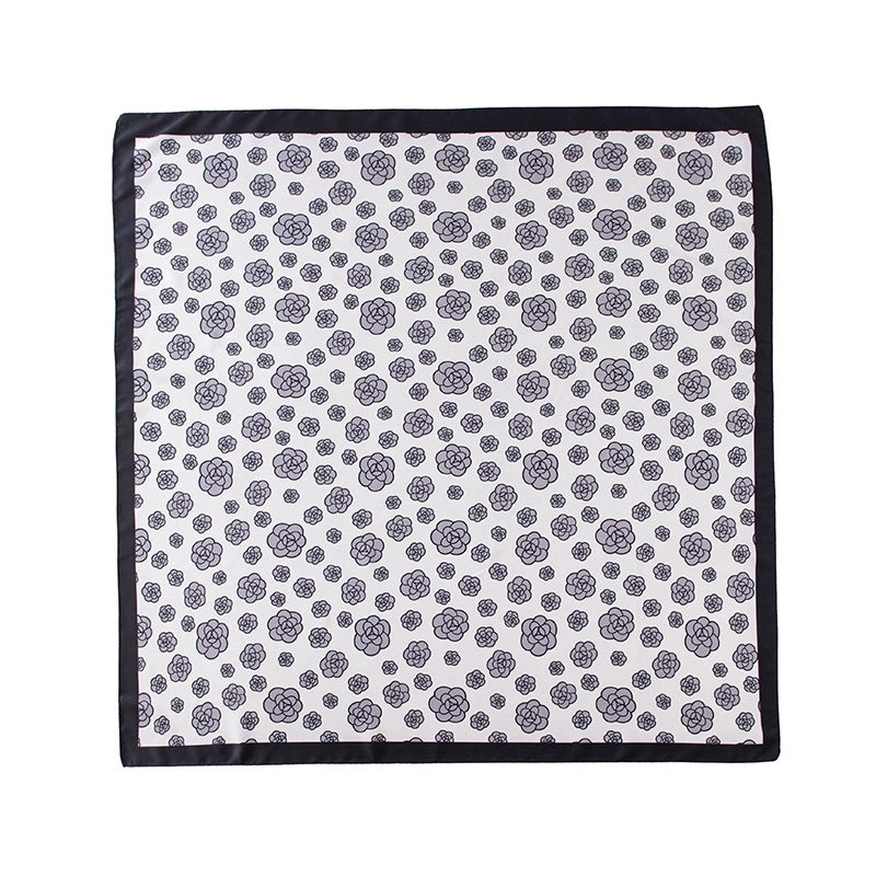 Women's Elegant Stripe Flower Satin Silk Scarf