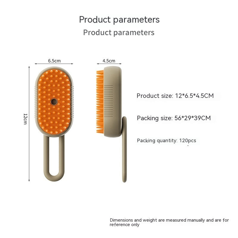 USB Rechargeable Steam Cat Grooming Brush – Anti-Static & Detangling