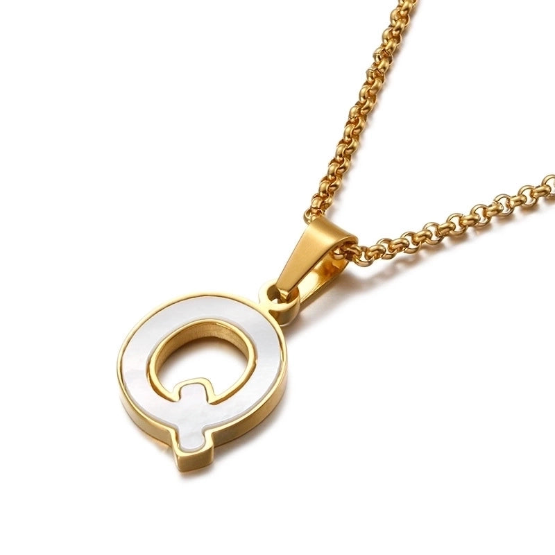 Simple Shell English Letter Titanium Steel Necklace