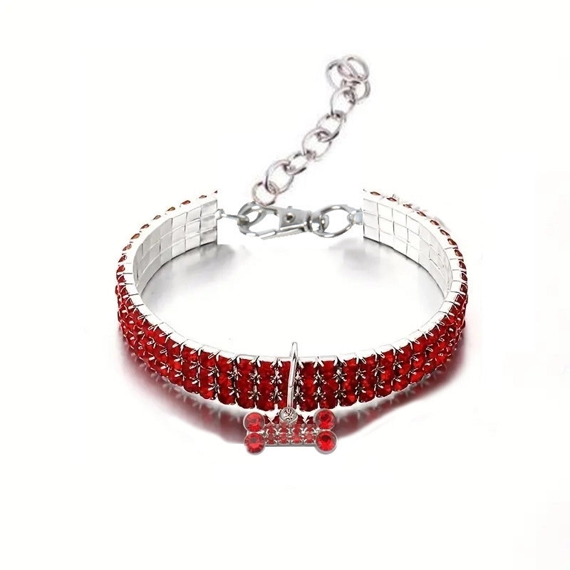Rhinestone Solid Color Unforgettable Diamond Pet Collar 1 Piece