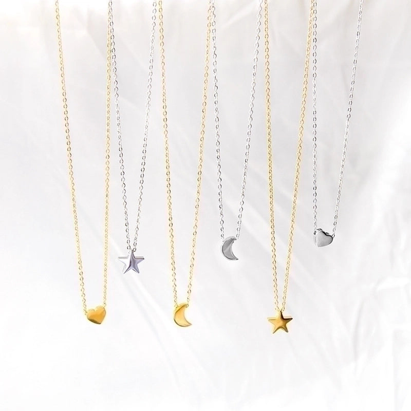 Fashion Star Moon Heart Shape Stainless Steel Pendant Necklace 1 Piece