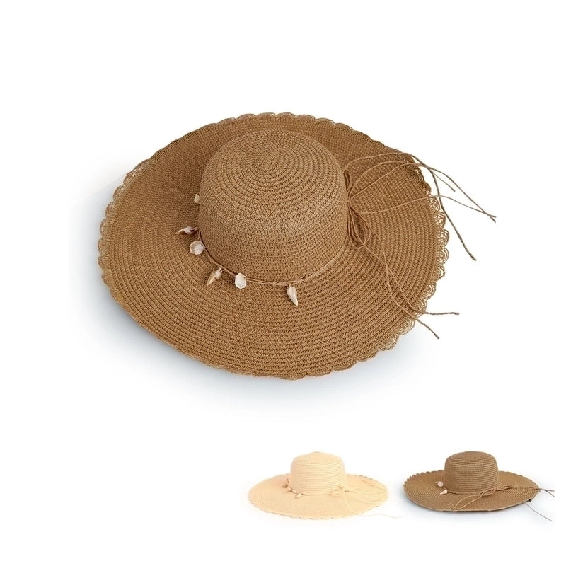 Wide-brimmed Sunshade Shell Lace Straw Hat