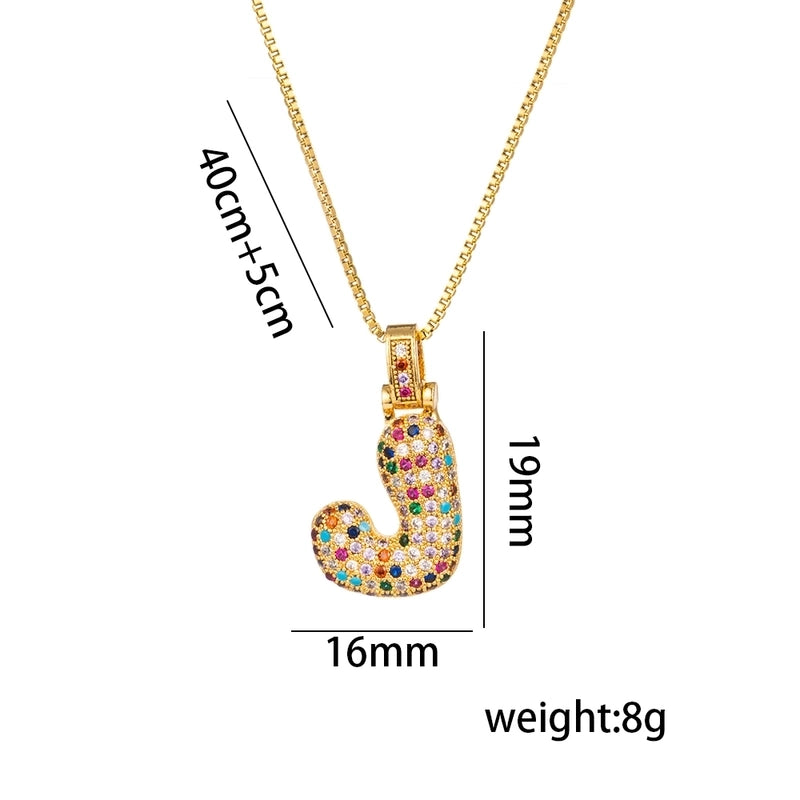 Titanium Steel 18K Gold Plated Minimalist Inlay Letter Zircon Pendant Necklace