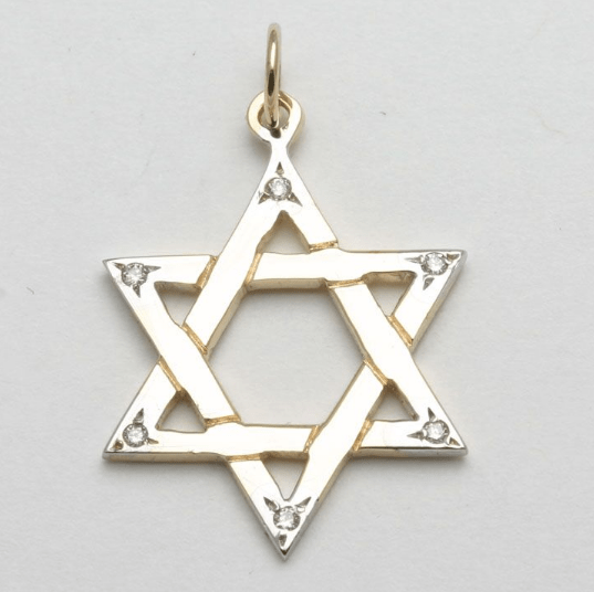 14k Gold and Diamond Star of David Pendant