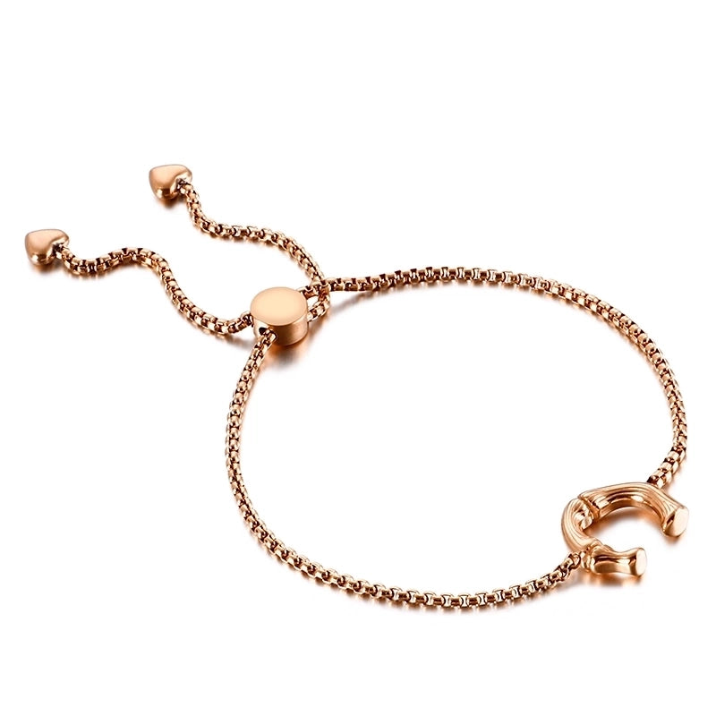 Casual Minimalist Letter Heart Shape Stainless Steel 18K Gold Plated Bracelets In Bulk