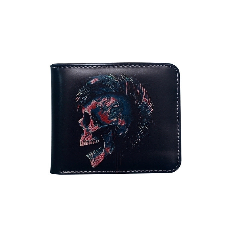 Men's Skull PVC Open Small Wallets