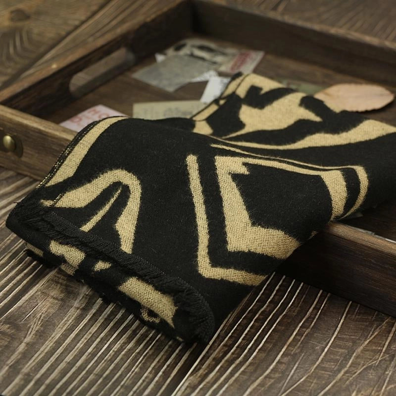 Men's Scarf Autumn And Winter Cashmere Fashion Casual Warm Scarf Plaid Black And White Distinctive Pattern Blue Fashion