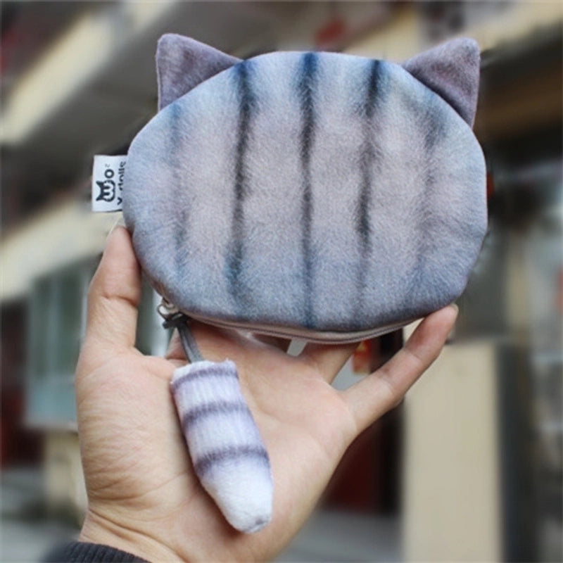 Women's Cat Plush Zipper Coin Purses
