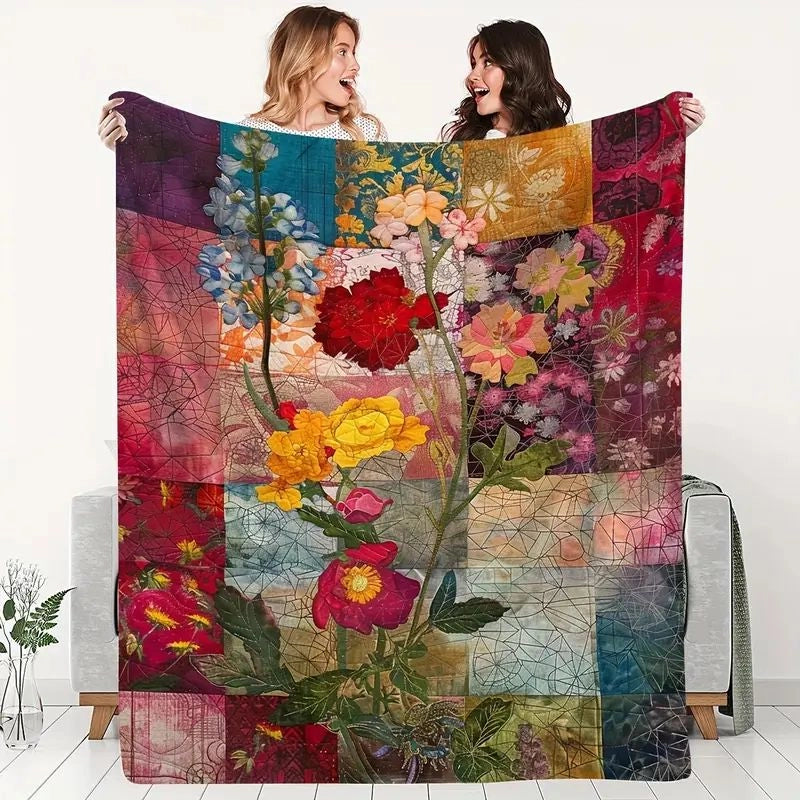 Casual Cartoon Flower Double-Sided Velvet Blanket Bedding