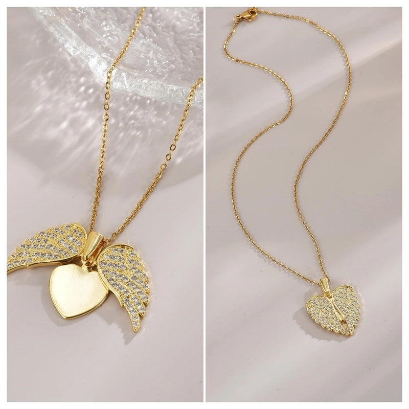 Elegant Minimalist Leaf Flower Bow Knot Titanium Steel Zircon Plating Pendant Necklace