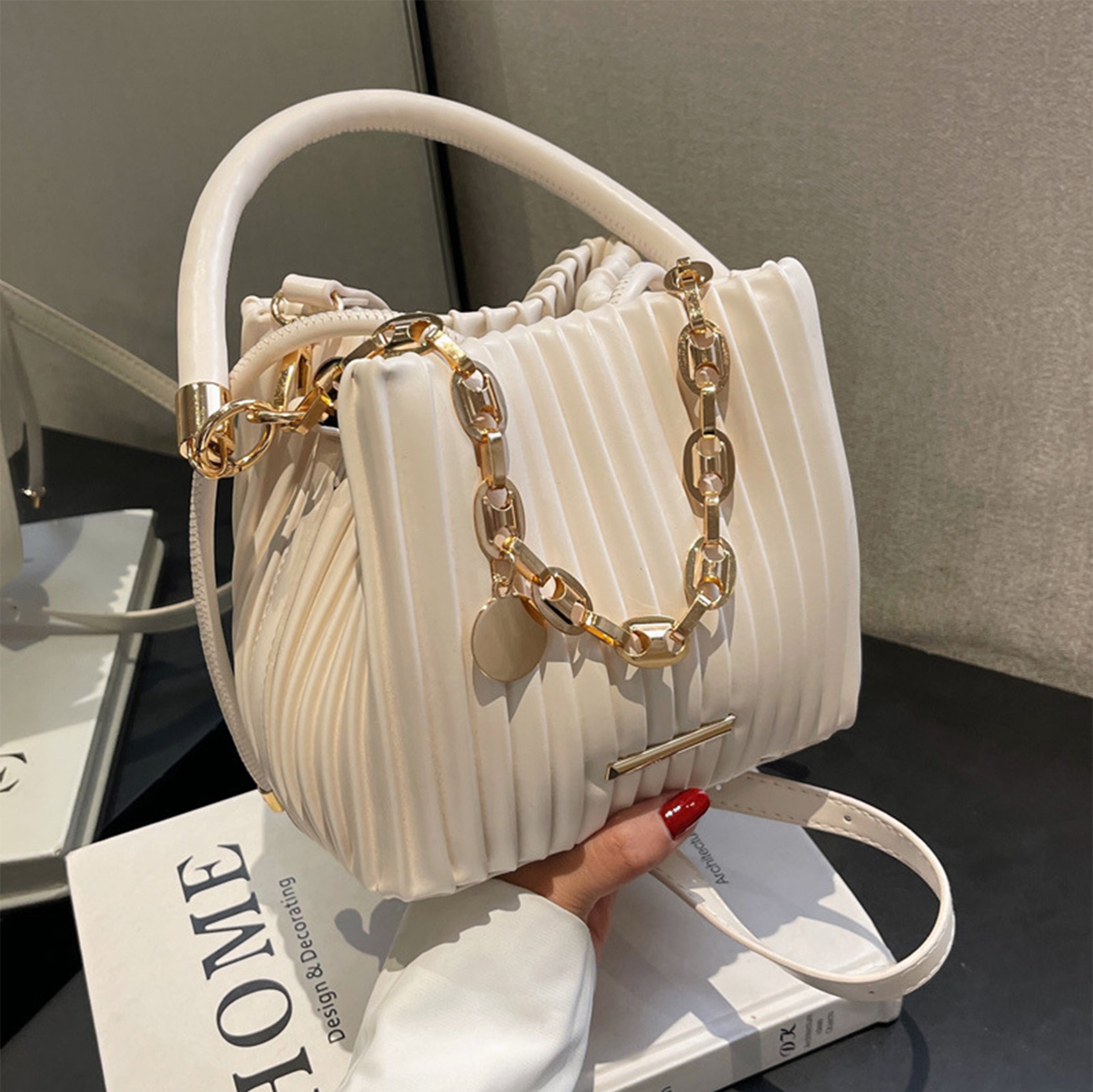 Net Style  Chain Shoulder Bucket Messenger Bag