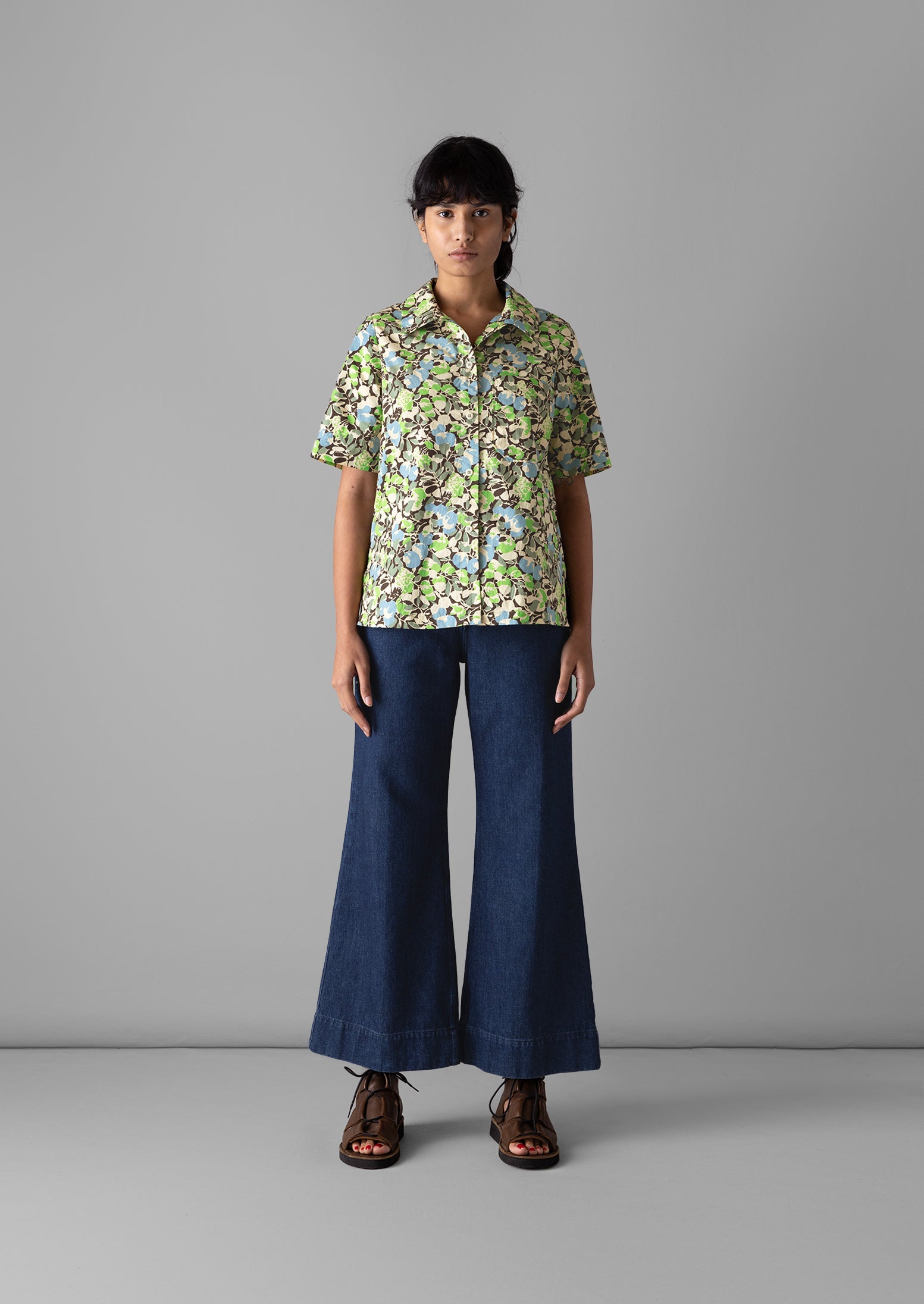 Hedgerow Print Poplin Shirt | Acid Green