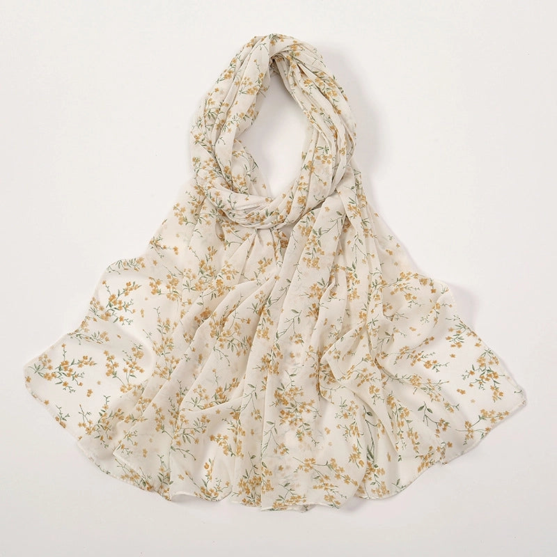 Women's Elegant Sweet Flower Polyester Scarf Shawl