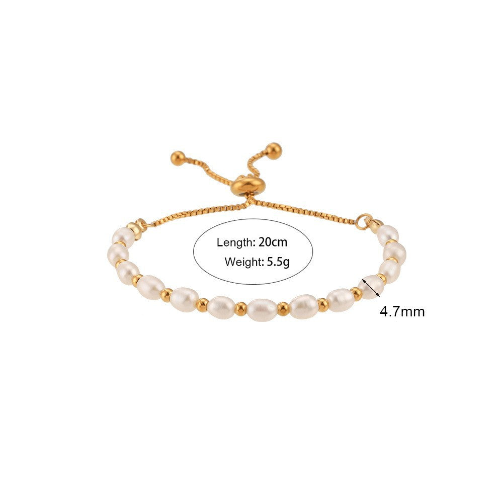 Casual Pearl Geometric Stainless Steel 18K Gold Plated Necklaces