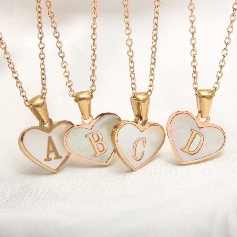 Casual Letter 304 Stainless Steel Shell Shell 18K Gold Plated Plating Inlay Pendant Necklace