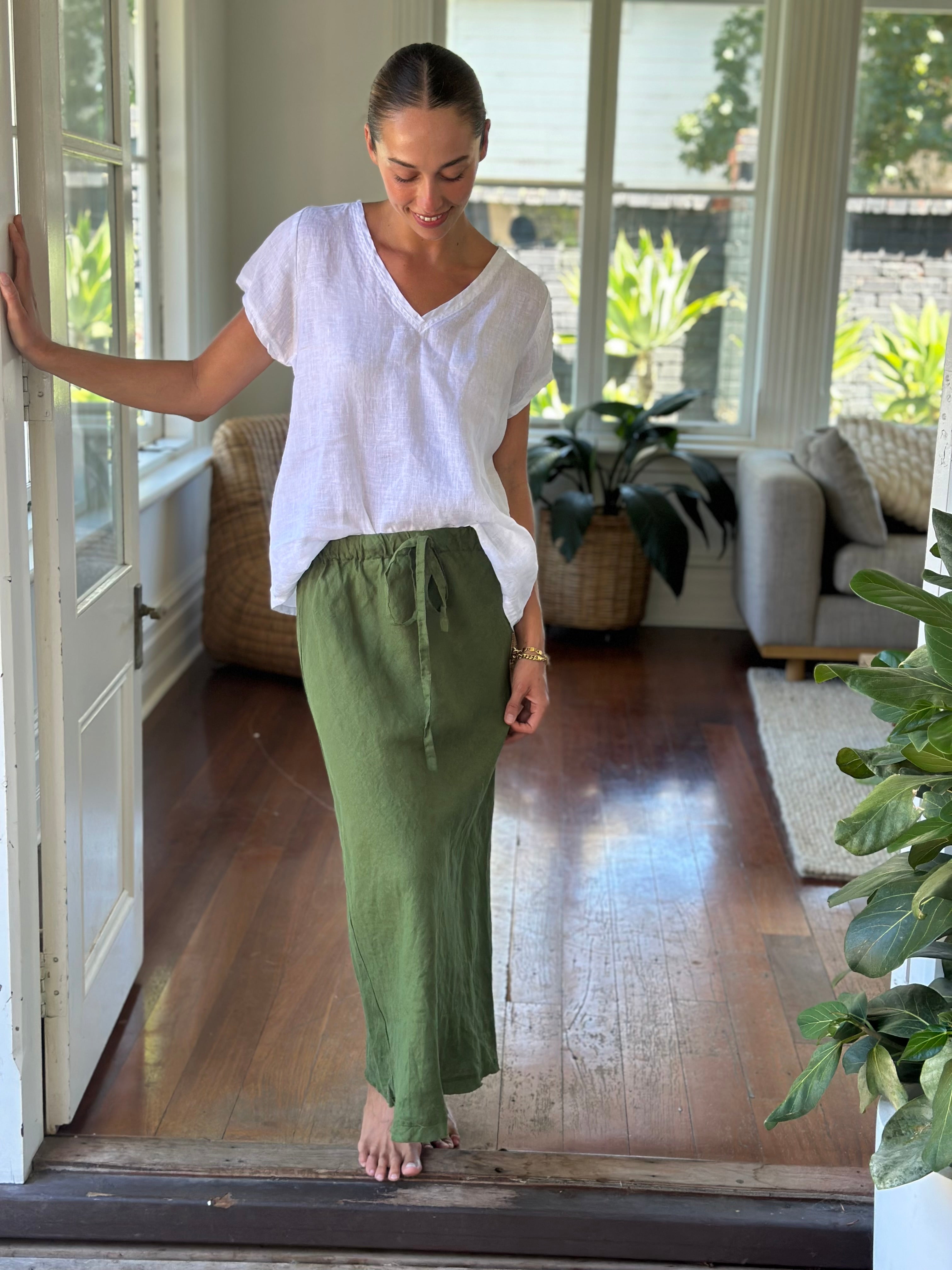 anthea skirt - moss linen