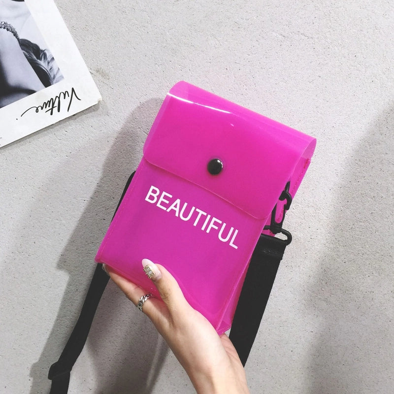 Women's Small PVC Letter Basic Magnetic Buckle Jelly Bag