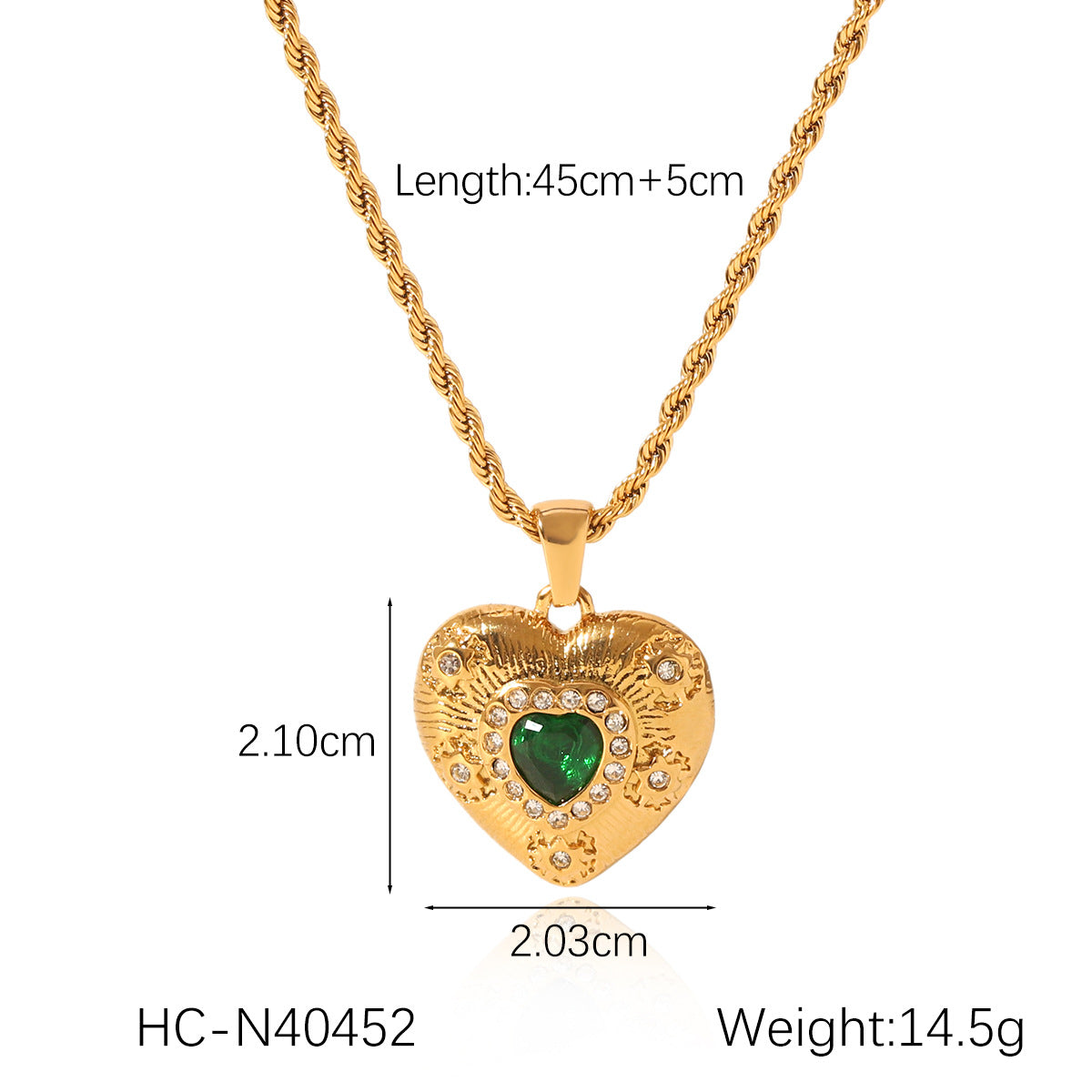18K Gold Stainless Steel Inlaid Heart-Shaped Zircon Necklace Ins Style Love Pendant Necklace Titanium Steel Necklace