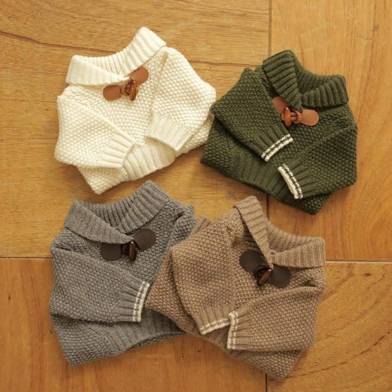 Buttoned Solid Color Casual Dog Cat Sweater