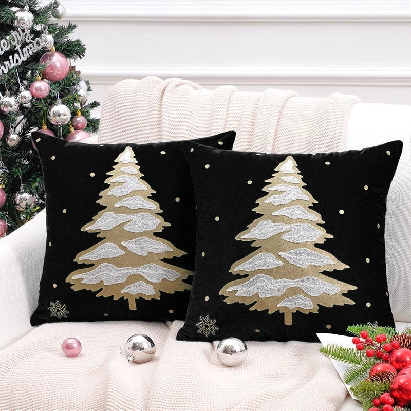 Fashion Christmas Tree Elk Short Plush Pillow Cases