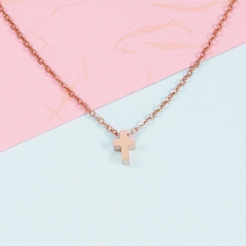 Stainless Steel 18K Gold Plated Basic Classic Style Plating Cross None Pendant Necklace