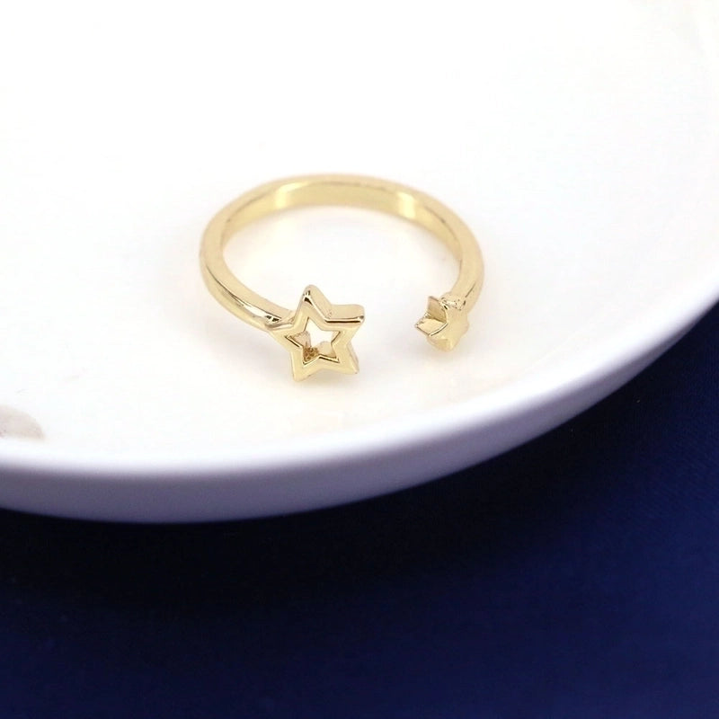 5 Pieces Fashion Star Copper Open Ring Plating Inlay Zircon Copper Rings