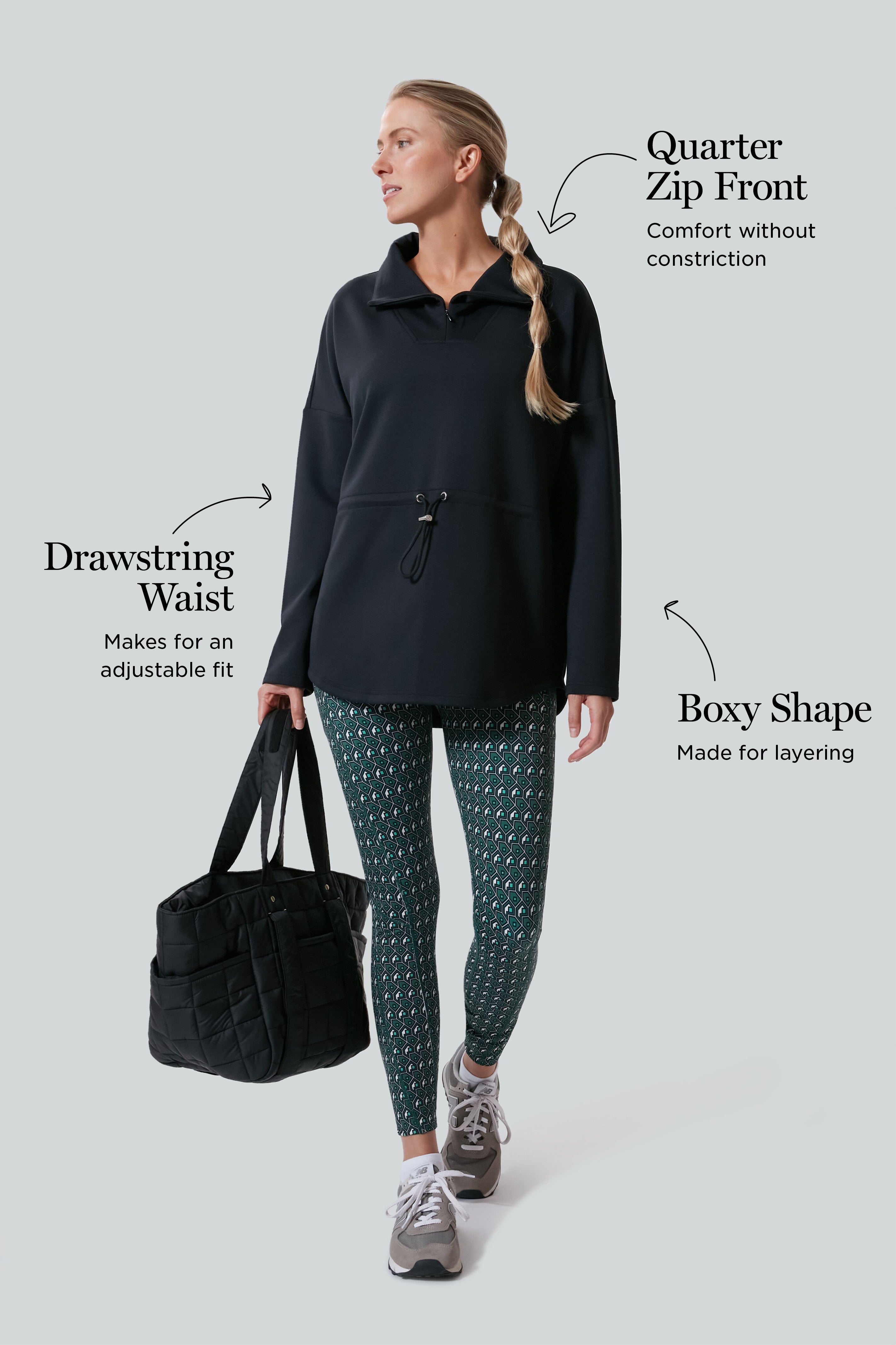 Black Cinched Natalie Quarter Zip