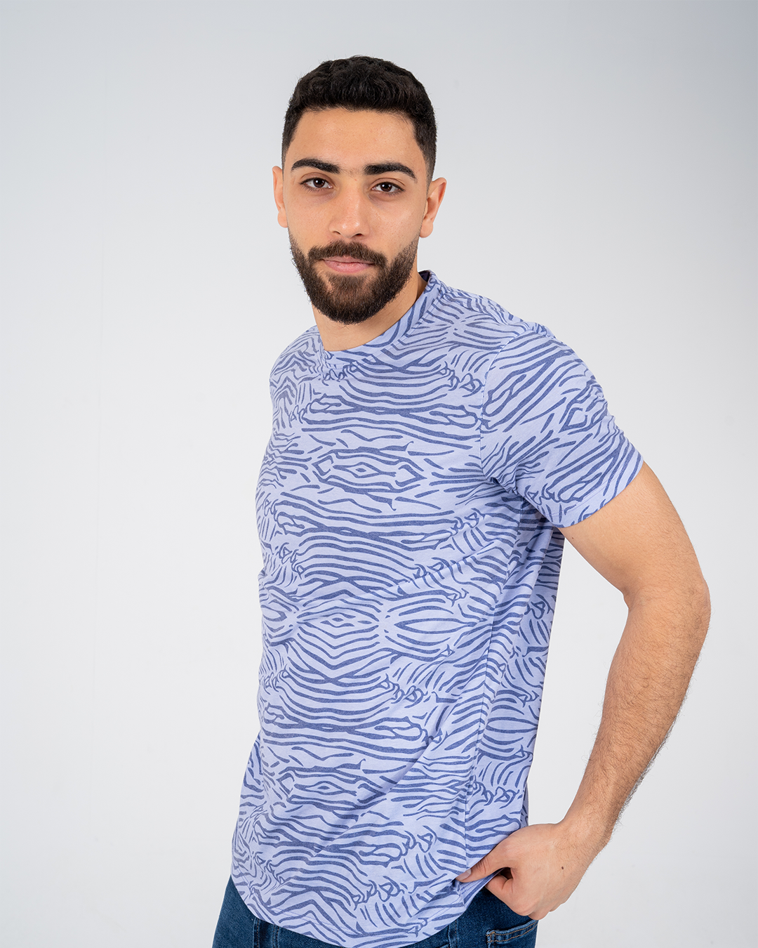 Men T-Shirt Half-Sleeves Leaf Printed
