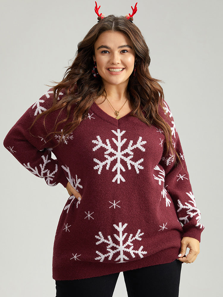 Anti-Pilling Snowflake Print Pullover