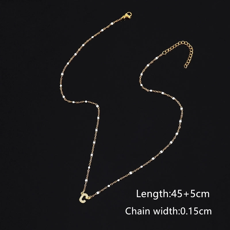 50 Pieces 201 Stainless Steel Copper Letter Pendant Necklace
