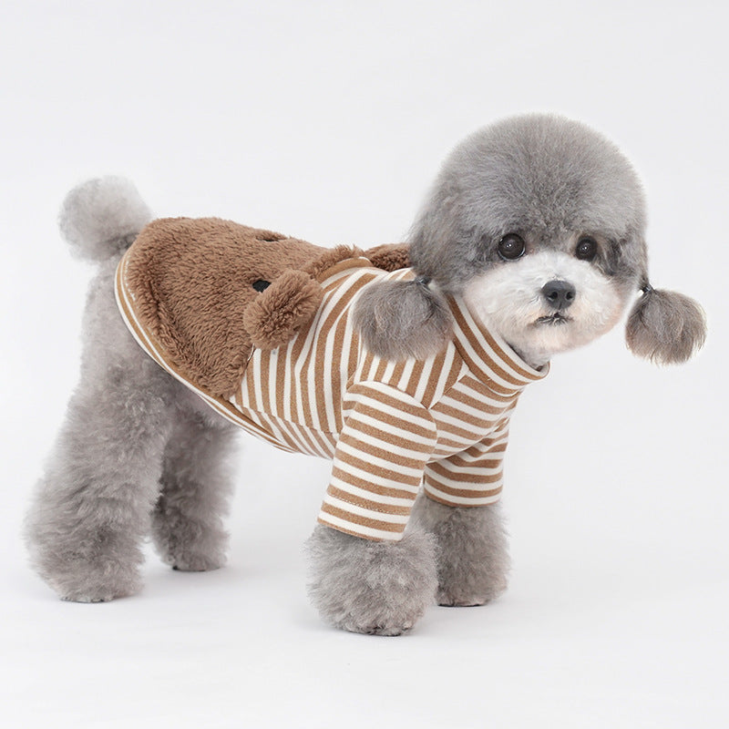 Furry Bear Striped Two-Legged Dog Clothes