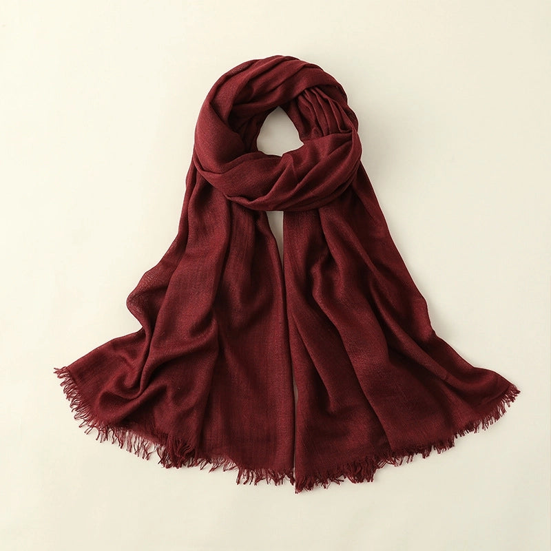 Women's Elegant Solid Color Cotton Silk Scarves