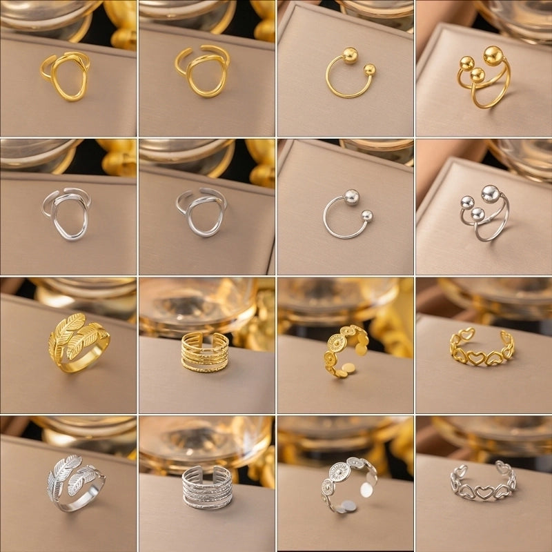 3 Pieces Minimalist Solid Color Titanium Steel Plating Rings