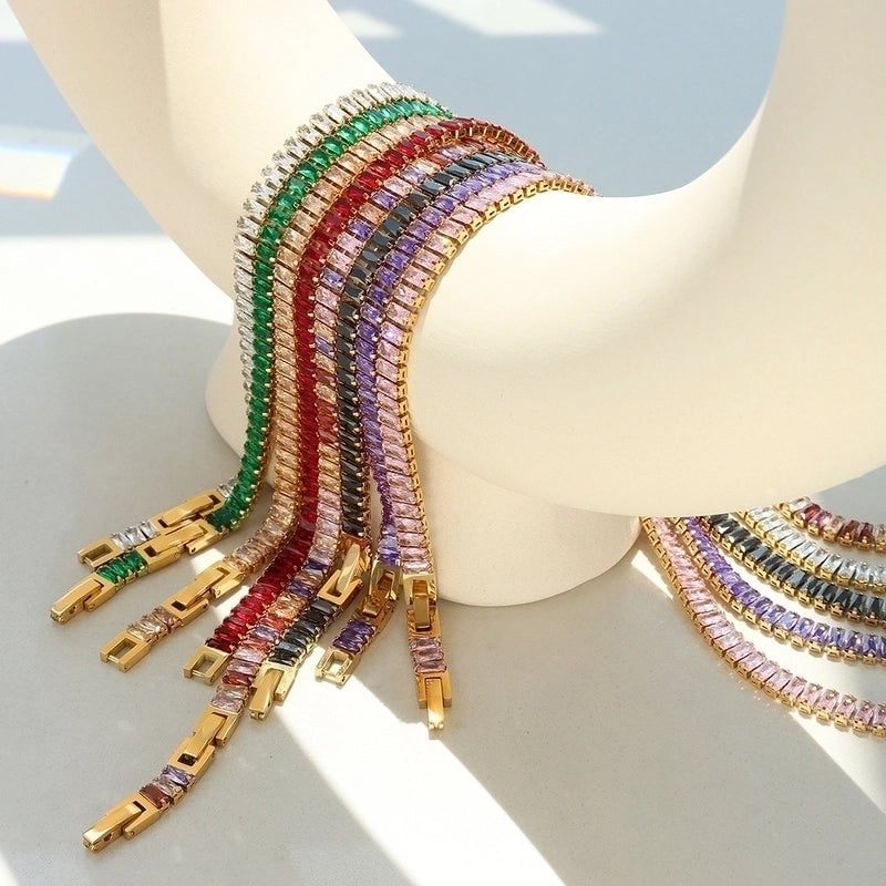 Geometric Titanium Steel Splicing Zircon Bracelets Necklace