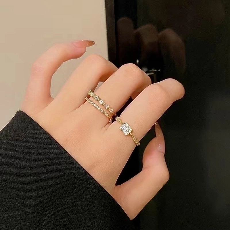 Commute Solid Color Stainless Steel Inlay Zircon Rings