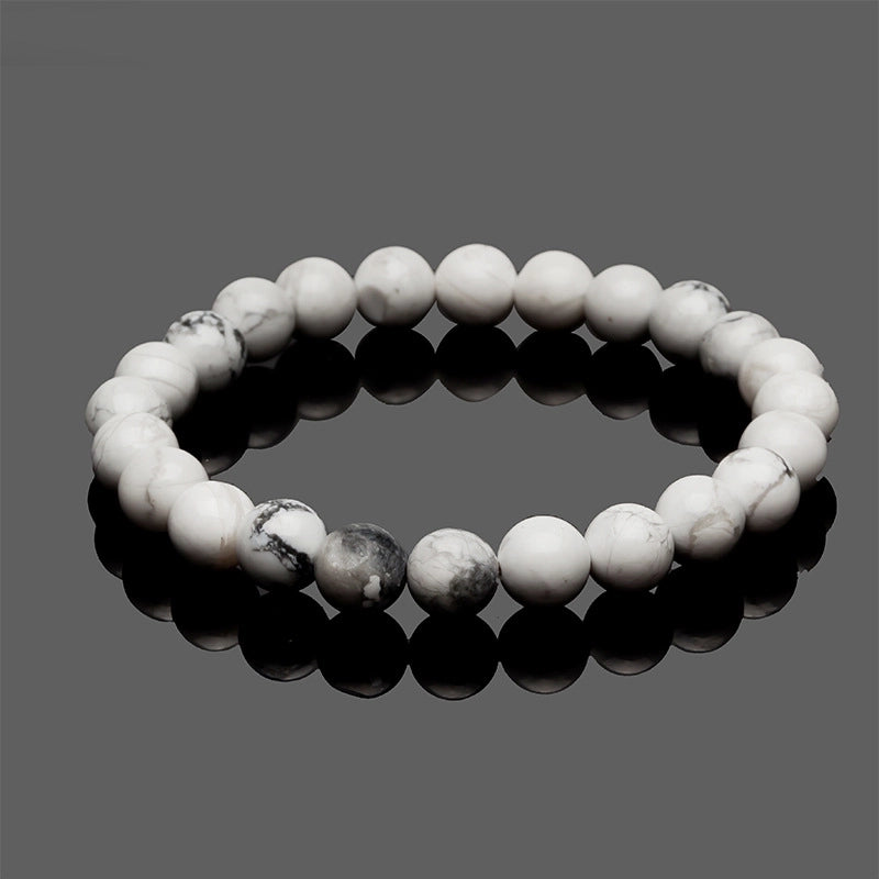 2 Pieces Natural Volcanic Stone Bracelet White Turquoise Jadeite Yellow Tiger Eye Beaded Bracelet