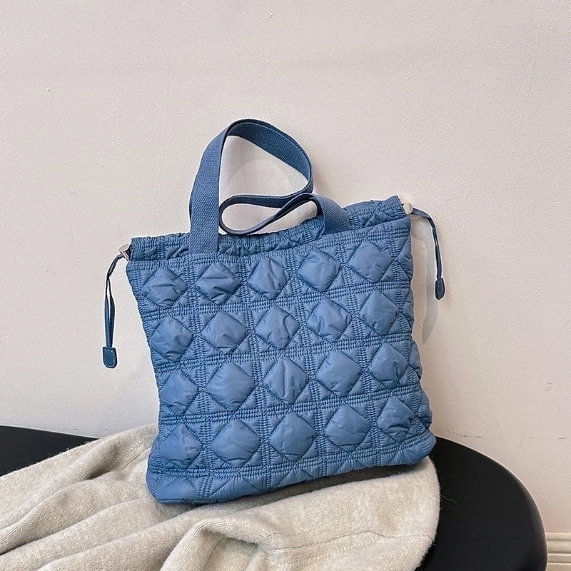 Women's Cotton Solid Color Classic Style String Shoulder Bag