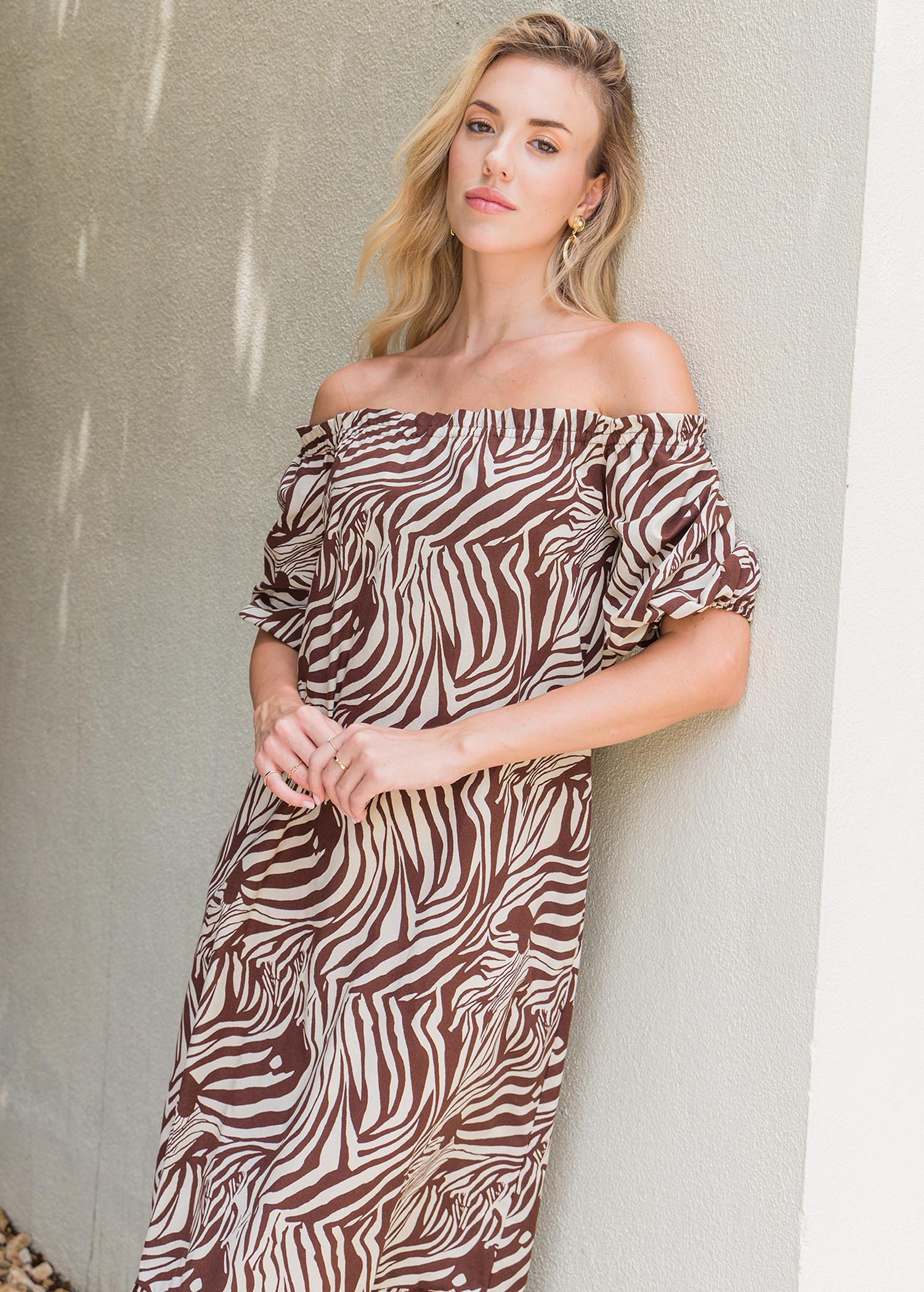 Printed Off Shoulder Dress