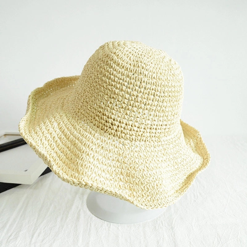 Women's Summer Hat Hand-woven Straw Hat Spring And Autumn Outdoor Sunshade Hat Beach Sunscreen Hat Foldable