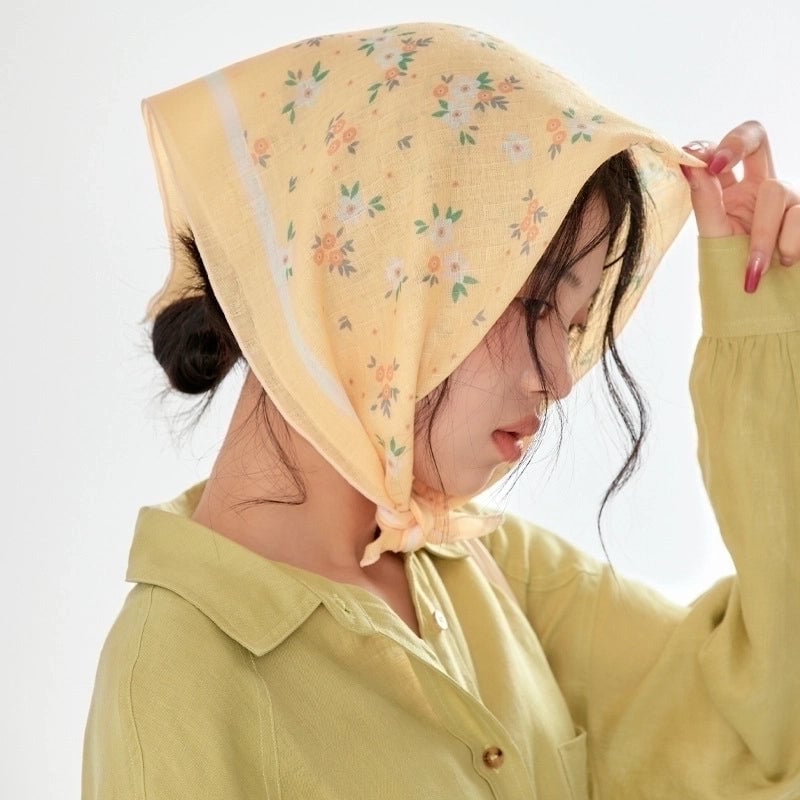Women's Elegant Sweet Pastoral Printing Cotton Blend Printing Silk Scarf