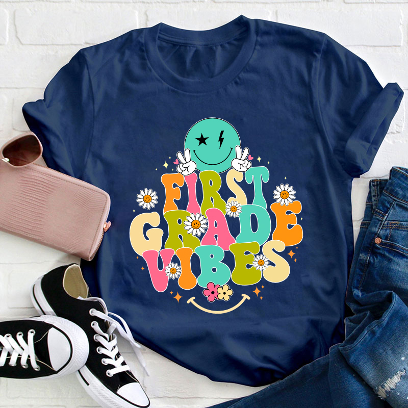 Personalized Grade Vibes Teacher T-Shirt