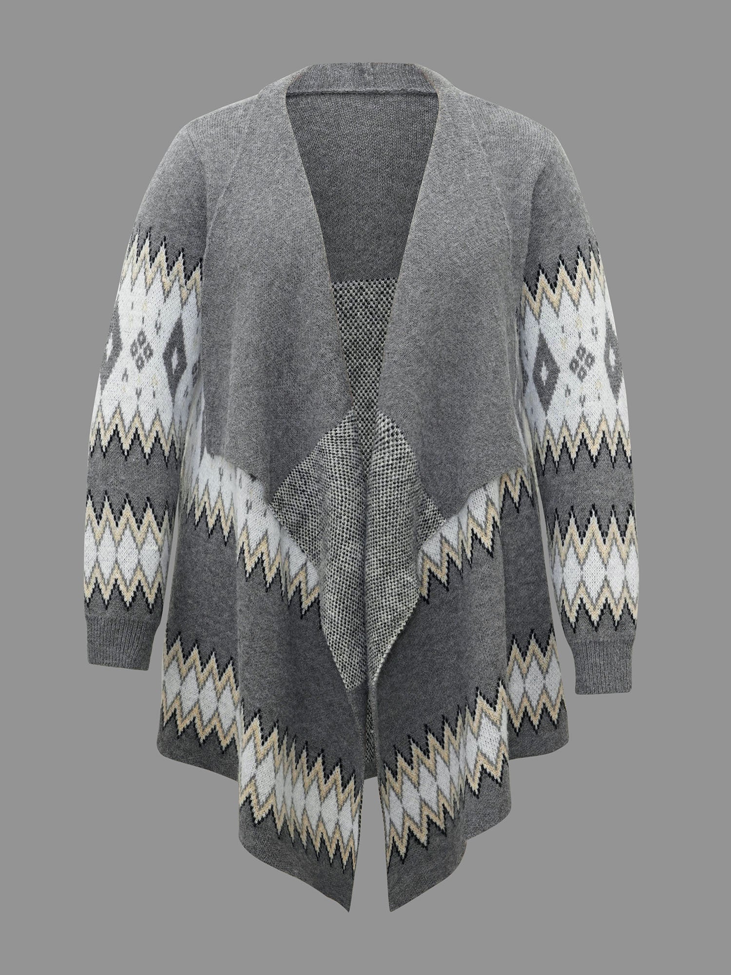 Bandana Geometric Asymmetrical Hem Cardigan