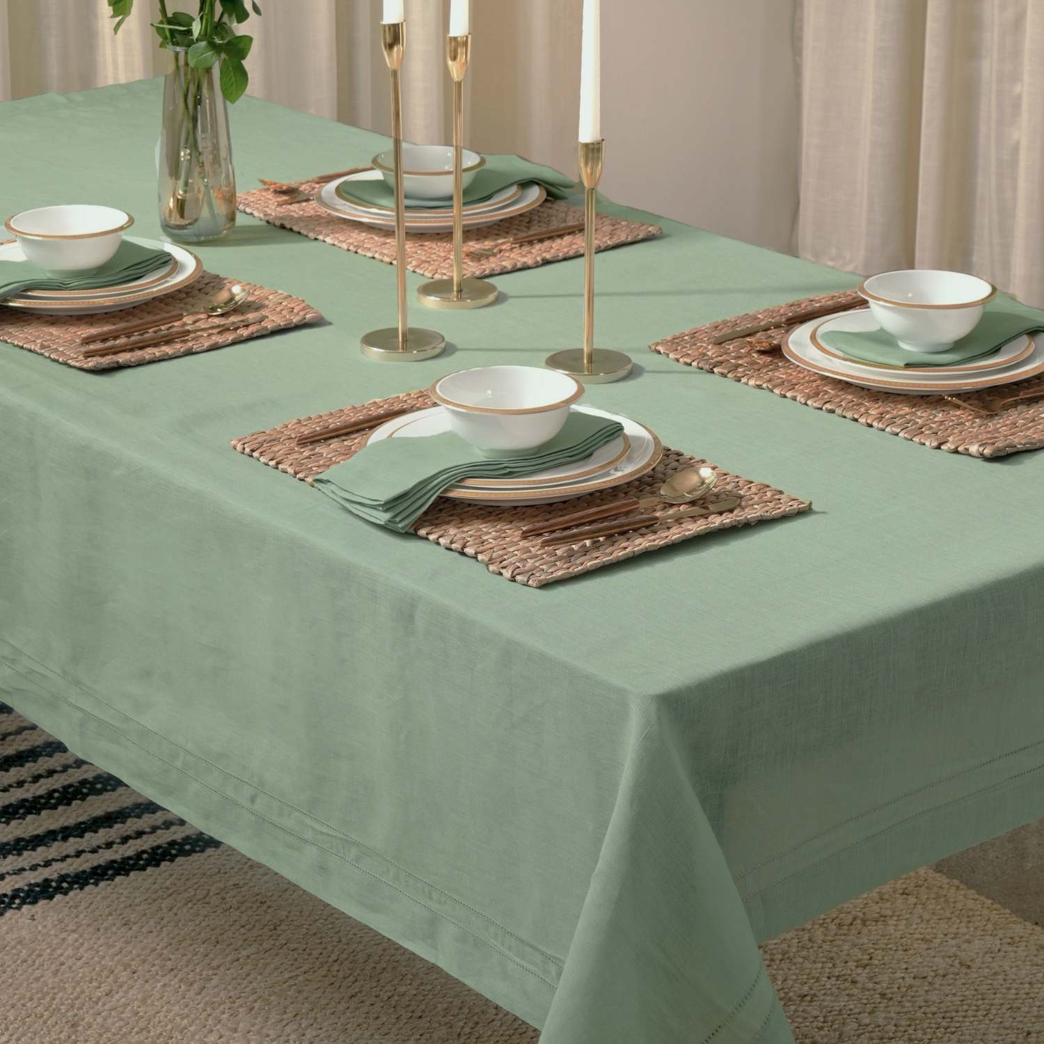 Sage Green 100% Linen Plain Napkins